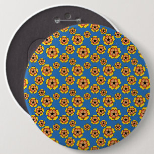 Yellow Orange Flowers Pattern 6 Cm Round Badge