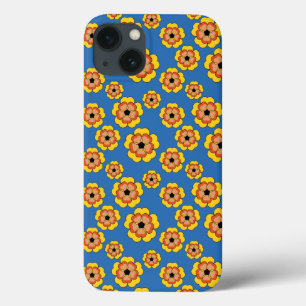 Yellow Orange Flowers Pattern iPhone 13 Case
