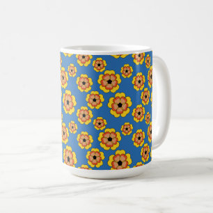 Yellow Orange Flowers Pattern Coffee Mug