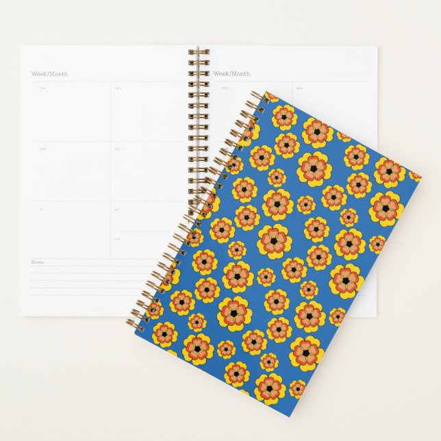 Yellow Orange Flowers Pattern Planner (Display)