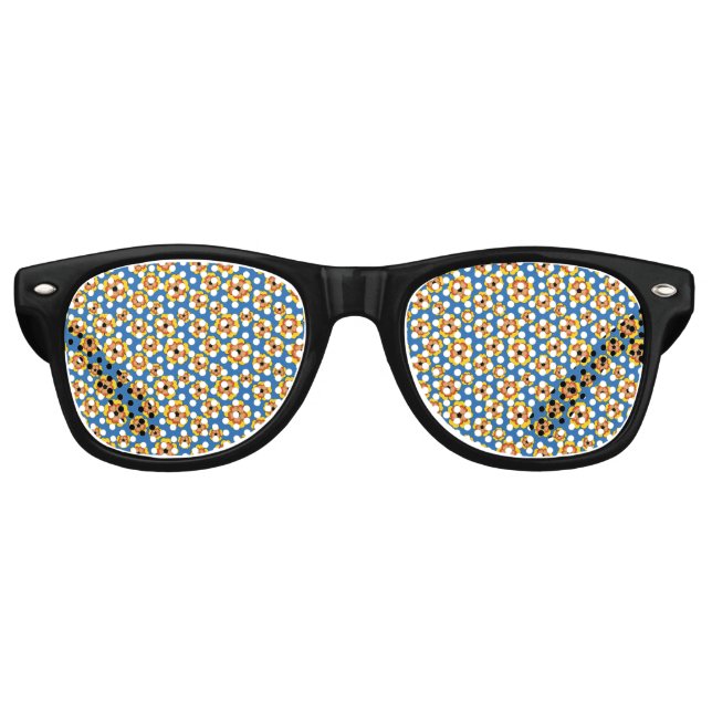 Yellow Orange Flowers Pattern Retro Sunglasses (Front)