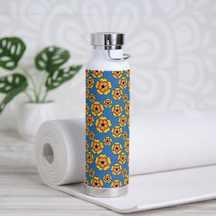 Yellow Orange Flowers Pattern Water Bottle