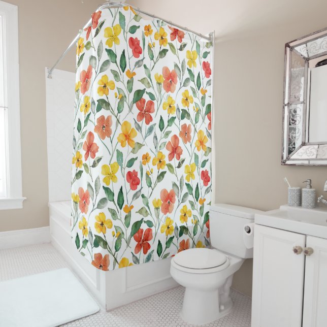 Yellow Orange Flowers  Shower Curtain (In Situ)