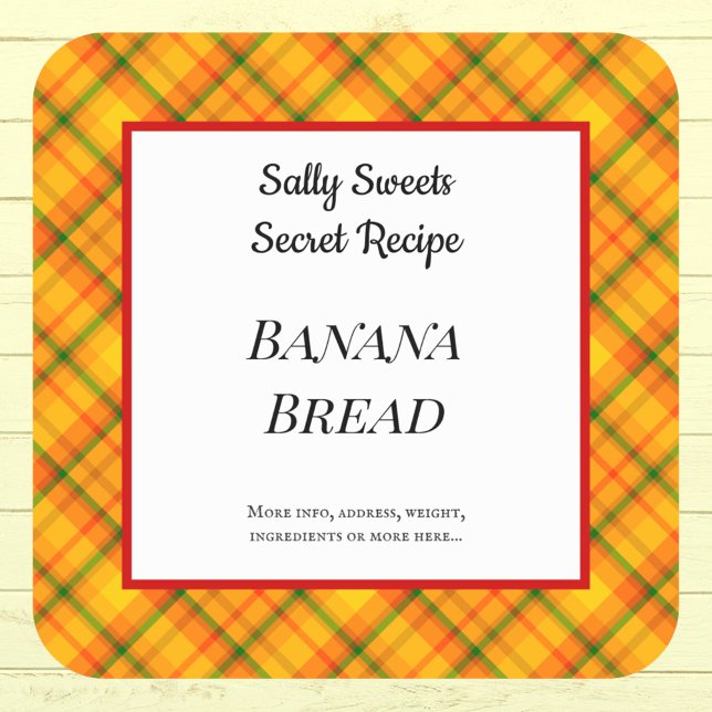 Yellow Orange Gingham Plaid Custom Baking Stickers (Creator Uploaded)