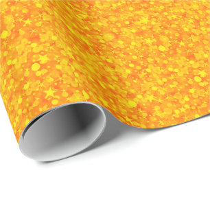 Yellow Orange Glitter And Sparkles Wrapping Paper