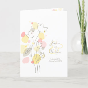 Yellow orange gray confetti flower petals wedding programme