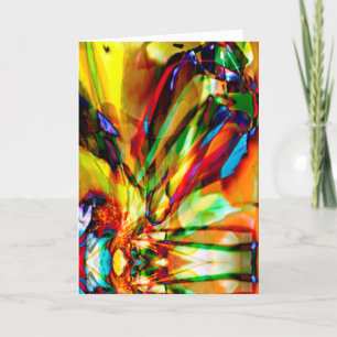 Yellow Orange Green Abstract Fantasy Flower Design Card