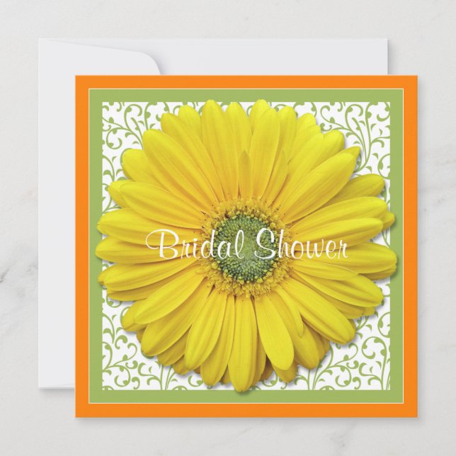 Yellow Orange Green Daisy Bridal Shower Invitation (Front)