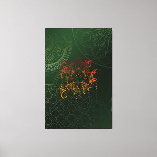 Yellow Orange Green Elephant Ganesha Mandala Canvas Print