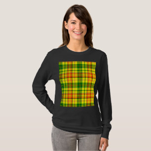 Yellow Orange Green Plaid Tartan Design T-Shirt