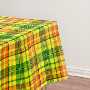 Yellow Orange Green Plaid Tartan Design Tablecloth