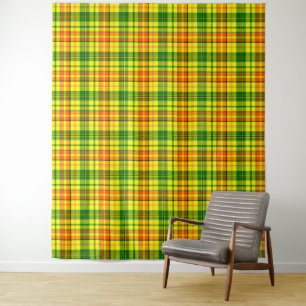 Yellow Orange Green Plaid Tartan Design Tapestry