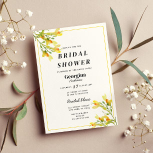 Yellow orange green spring floral Bridal Shower Invitation
