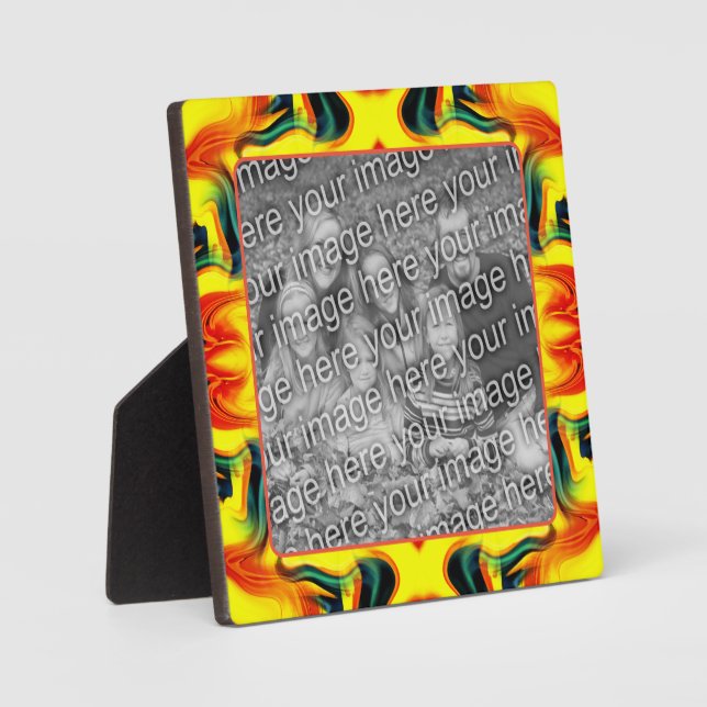 Yellow Orange Green Swirls Create Your Own Photo  Plaque (Front)