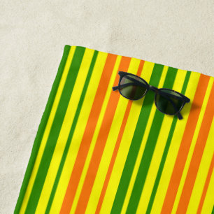 Yellow Orange Green Vertical Stripes Design Beach Towel