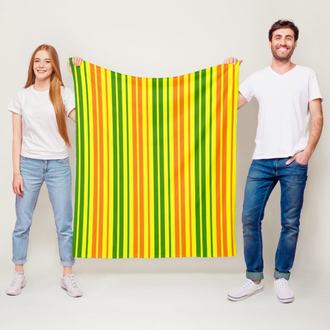 Yellow Orange Green Vertical Stripes Design   Fleece Blanket (In Situ)