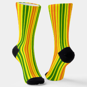 Yellow Orange Green Vertical Stripes Design Socks