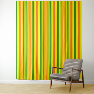 Yellow Orange Green Vertical Stripes Design Tapestry