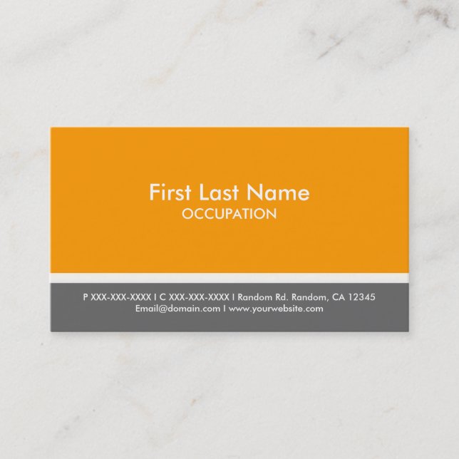 Yellow orange grey stripe custom business cards (Front)