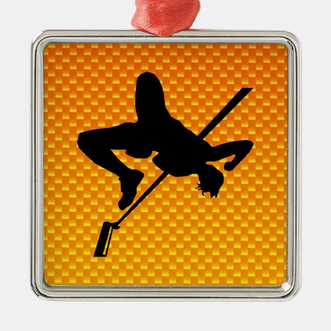 Yellow Orange High Jump Metal Tree Decoration (Front)