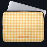 Yellow Orange Ish Preppy Gingham Plaid Laptop Sleeve<br><div class="desc">Modern and trendy gingham plaid pattern in summer favourite yellow and peach orange colour.</div>