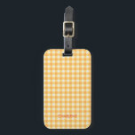Yellow Orange Ish Preppy Gingham Plaid Luggage Tag<br><div class="desc">Modern and trendy gingham plaid pattern in summer favourite yellow and peach orange colour.</div>
