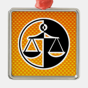 Yellow Orange Justice Scales Metal Tree Decoration
