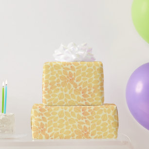 Yellow Orange Leaf Pattern On Pastel Background Wrapping Paper