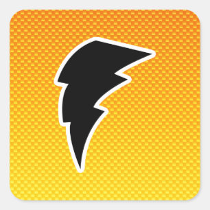 Yellow Orange Lightning Bolt Square Sticker