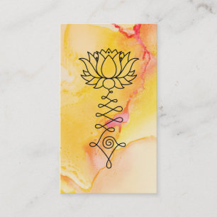 *~* Yellow Orange Lotus Yoga Reiki Healing Massage Business Card