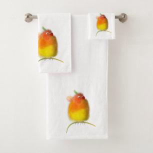 Yellow & Orange  Lovebird Towels set.