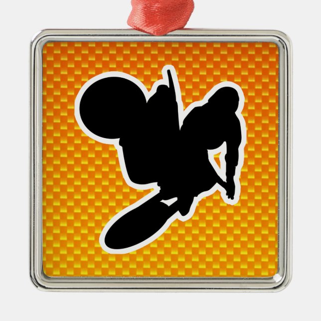 Yellow Orange Motocross Whip Metal Tree Decoration (Front)