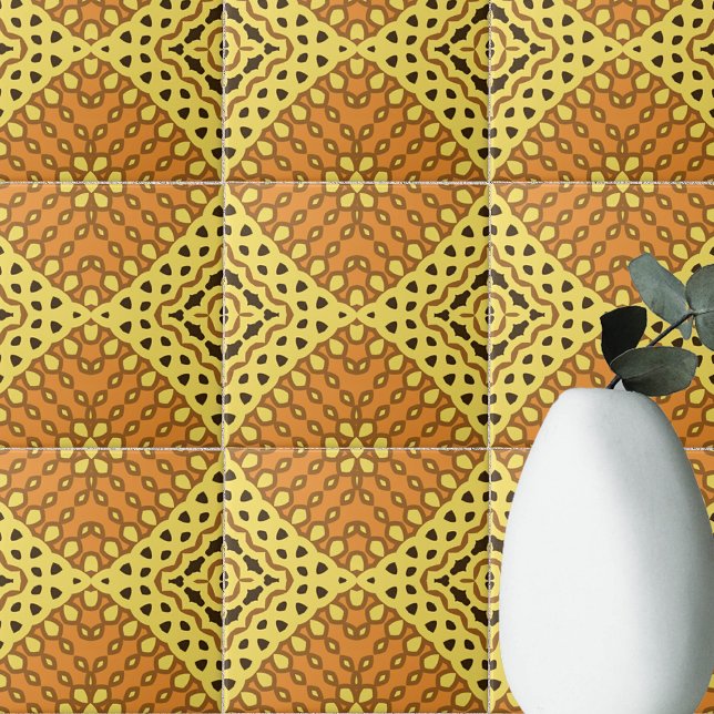 Yellow & Orange Ochre Mosaic Geometric Pattern Tile (Creator Uploaded)