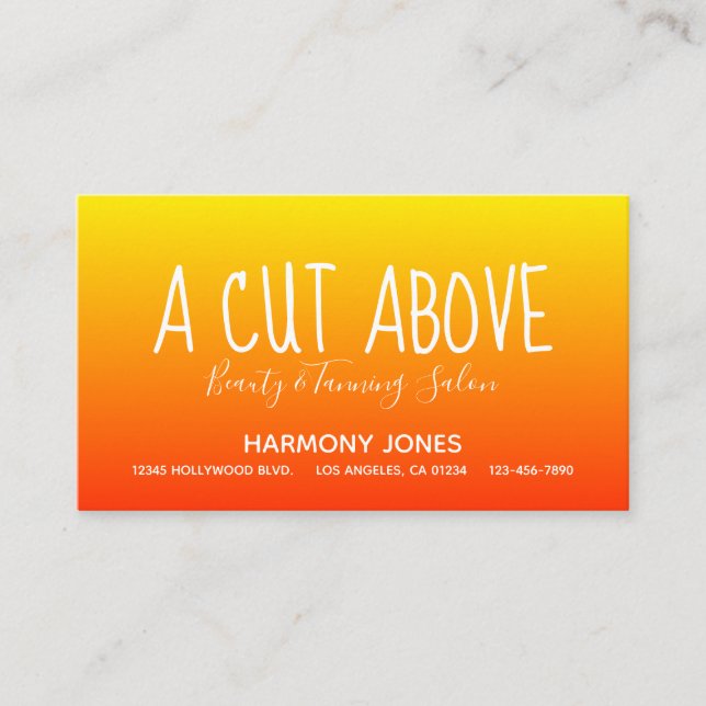 Yellow Orange Ombre Beauty Salon Appointment Card (Front)