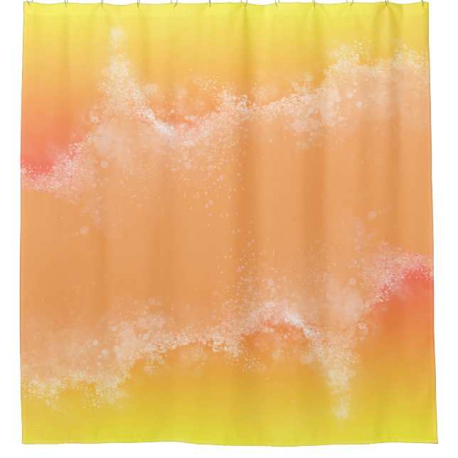 Yellow Orange Ombre Metallic gold agate Shower Curtain (Front)