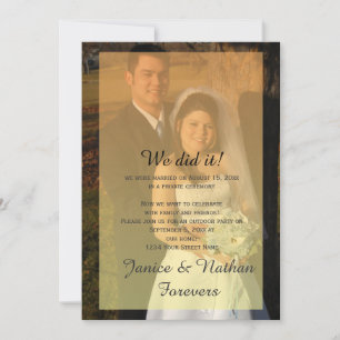 Yellow Orange Ombre Overlay Photo Reception Only Invitation