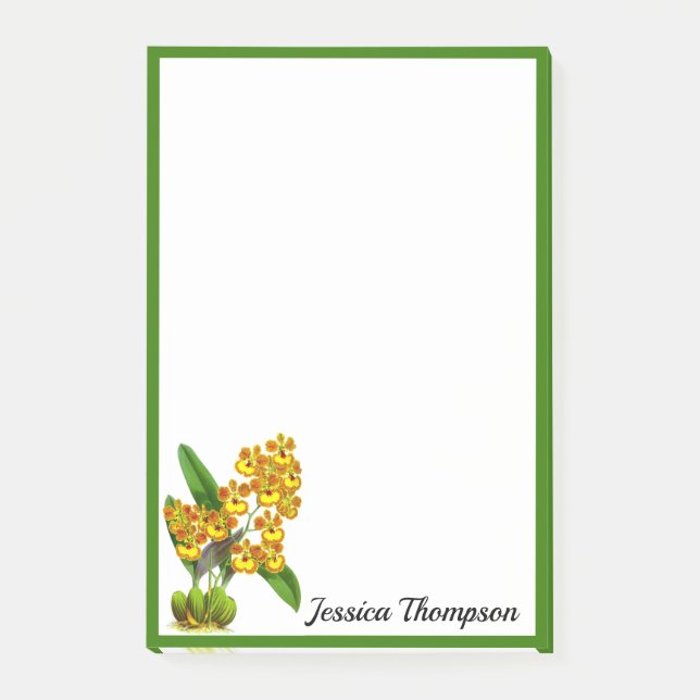 Yellow Orange Orchid Flower Post-It Notes (Front)