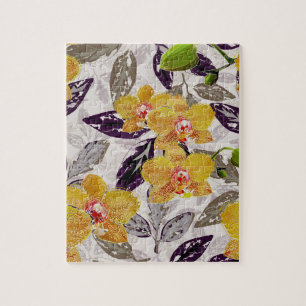 Yellow orange orchids.  jigsaw puzzle