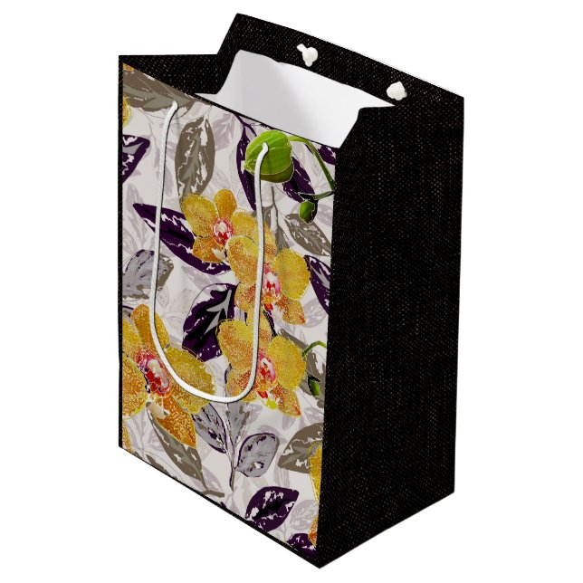 Yellow orange orchids. medium gift bag (Front Angled)
