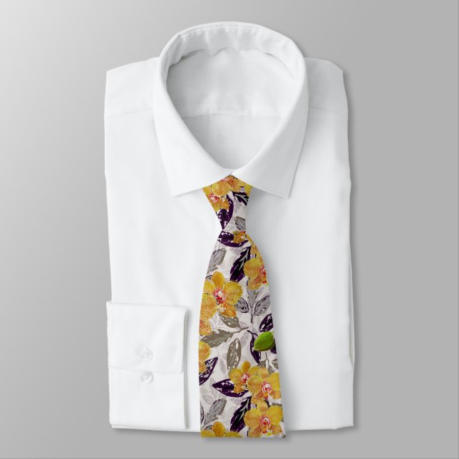 Yellow orange orchids. tie (Tied)