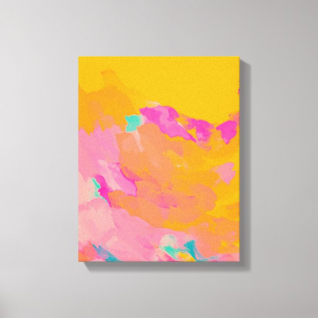 Yellow Orange Pink Bright Colourful Abstract Art Canvas Print (Front)
