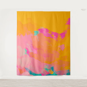 Yellow Orange Pink Bright Colourful Abstract Art Tapestry