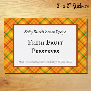 Yellow Orange Plaid Custom Food Sticker