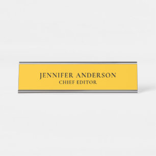 Yellow Orange Professional Modern Plain Minimalist Desk Name Plate
