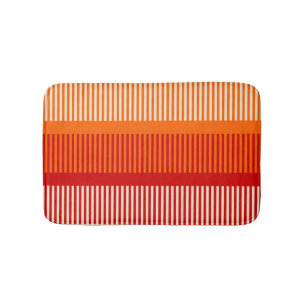 Yellow Orange Red Striped Pattern Bath Mat