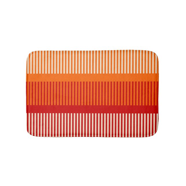 Yellow Orange Red Striped Pattern Bath Mat (Front)