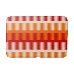 Yellow Orange Red Striped Pattern Bath Mat