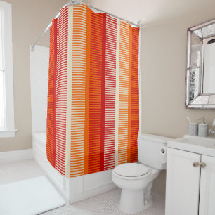 Yellow Orange Red Striped Pattern Shower Curtain