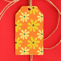 Yellow Orange Retro 70s Daisies Pattern