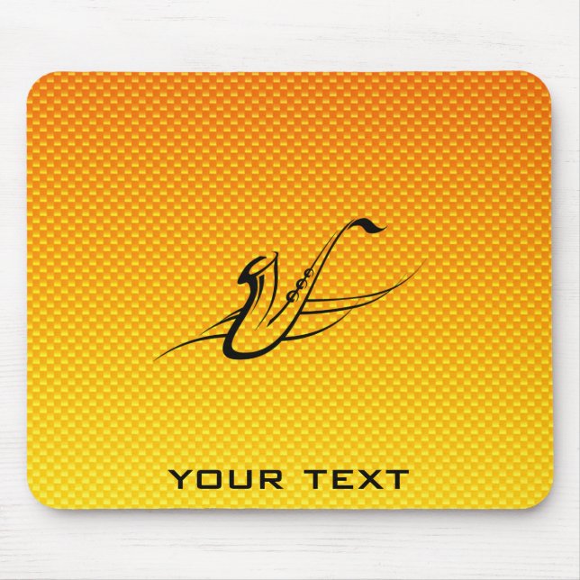 Yellow Orange Saxophone Mouse Mat (Front)
